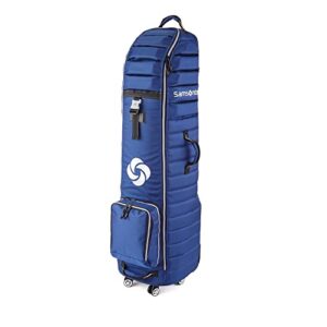 samsonite padded golf travel bag with spinner wheels and detachable shoe bag, navy , 51”h x 17”w x 14”d