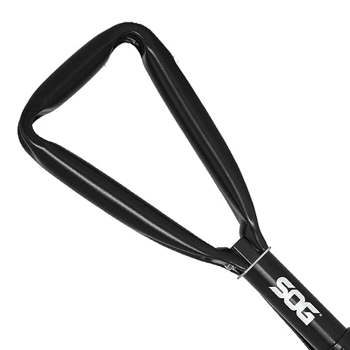 SOG Entrenching Tool- 18.25 Inch Folding Survival Shovel with Wood Saw Edge and Tactical Shovel Carry Case- Black (F08-N)