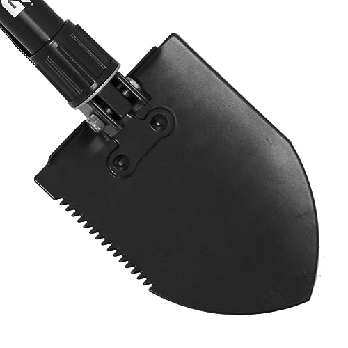 SOG Entrenching Tool- 18.25 Inch Folding Survival Shovel with Wood Saw Edge and Tactical Shovel Carry Case- Black (F08-N)