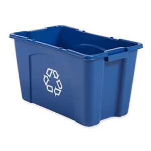 Rubbermaid Commercial Products, Recycling Bin/Box for Paper and Packaging, Stackable, 18 GAL, for Indoors/Outdoors/Garages/Homes/Commercial Facilities, Blue (FG571873BLUE)