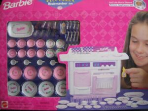 barbie fun fixin' dishwasher set deluxe appliance playset w dish washer, dishes & more (1997 arcotoys, mattel)