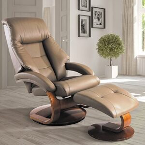 mac motion chairs collection by mac motion mandal top grain leather oslo recliner and ottoman, sand (tan)