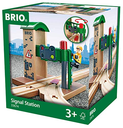 Brio World 33674 - Signal Station - 2 Piece Wooden Toy Train Accessory for Kids Age 3 and Up