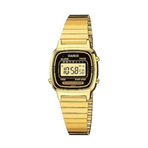 casio women's vintage la670wga-1df daily alarm digital gold-tone watch