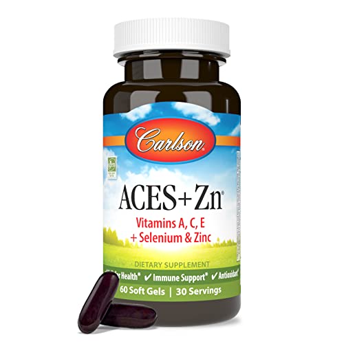 Carlson - ACES + Zn, Vitamins A, C, E + Selenium & Zinc, Cellular Health & Immune Support, Antioxidant, 60 Softgels