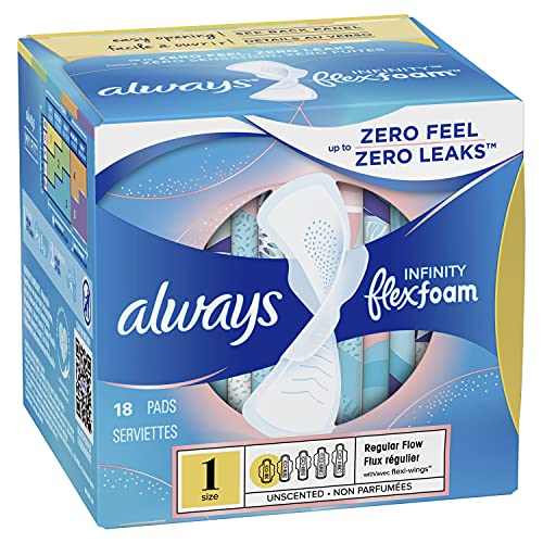 Always Infinity Pads, Size 1, Regular, 18 Count - Pack of 4 (72 Count Total)