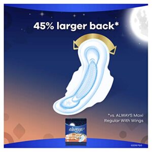 Always Maxi Size 4 Overnight Pads for Women, with Wings,Unscented, 14 Count - Pack of 4 (56 Count Total)