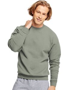 hanes men's comfortblend crewneck fleece sweatshirt, stonewashed green, small