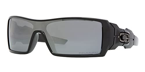 Oakley Men's OO9081 Oil Rig Rectangular 106.39, Polished Black/Black Iridium Polarized, 28 mm