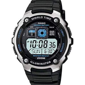 Casio AE-2000W-1AVCF Men's AE2000W-1AV Silver-Tone and Black Multi-Functional Digital Sport Watch