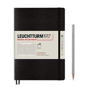 leuchtturm1917 - notebook softcover medium a5-123 numbered pages for writing and journaling (squared, black)