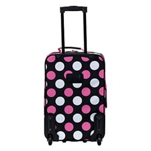 Rockland Escape 4-Piece Softside Upright Luggage Set, Telescoping Handles, Multi/Pink Dot, (14/19/24/28)