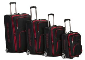 rockland polo equipment varsity softside upright luggage set, black, 4-piece (18/22/26/30)