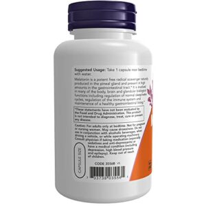 NOW Supplements, Melatonin 5 mg, Free Radical Scavenger*, Healthy Sleep Cycle*, 180 Count (Pack of 1)