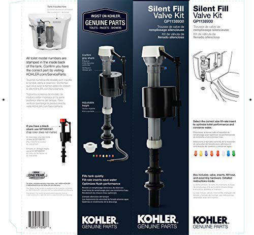 Kohler Genuine Part Gp1138930 Silent Fill Toilet Fill Valve Kit, 12.5" L x 3.5" W x 3" H inches