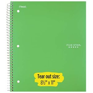 Five Star Spiral Notebook, 1 Subject, College Ruled Paper, 100 Sheets, 11" x 8-1/2", Red (72053)