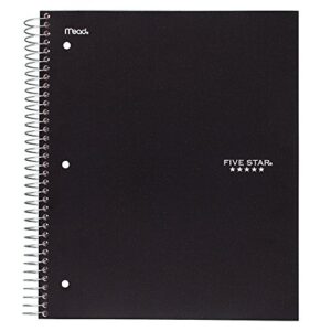 five star spiral notebook, 1 subject, college ruled paper, 100 sheets, 11" x 8-1/2", school, wired, black (72057)