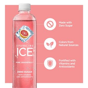 Sparkling Ice, Pink Grapefruit Sparkling Water, Zero Sugar Flavored Water, with Antioxidants and Vitamins, Zero Sugar, 17 fl oz Bottles (Pack of 12)