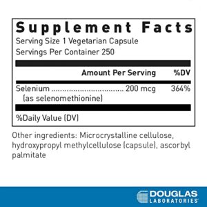 Douglas Laboratories Seleno-Methionine | 200 mcg. Bioavailable Selenium | 250 Capsules