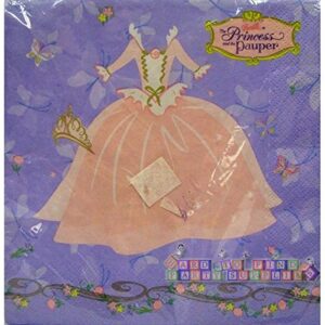 hallmark barbie 'princess and the pauper' large napkins (16ct)