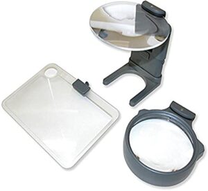 carson 3-in-1 led lighted hands-free hobby magnifier set (hm-30)