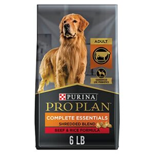 purina pro plan high protein dog food with probiotics for dogs, shredded blend beef & rice formula - 6 lb. bag