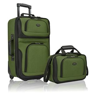 u.s. traveler rio fabric expandable carry-on luggage, green, 2 wheel