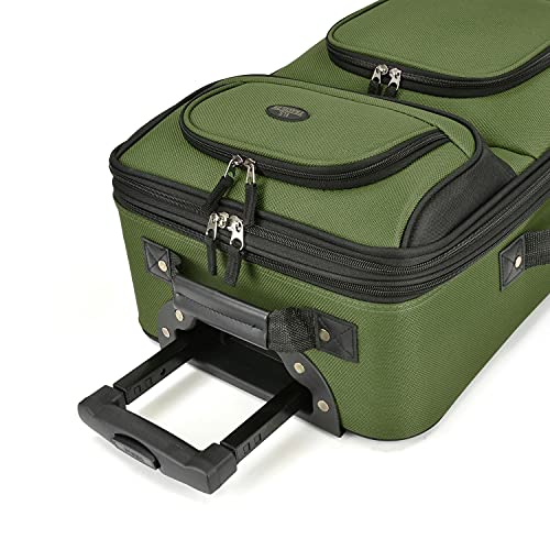 U.S. Traveler Rio Fabric Expandable Carry-on Luggage, Green, 2 Wheel