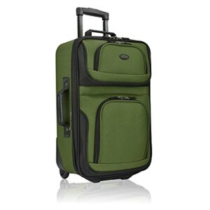 U.S. Traveler Rio Fabric Expandable Carry-on Luggage, Green, 2 Wheel