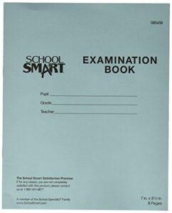 school smart examination blue book with 8 pages, 7 x 8-1/2 inches, pack of 100 books