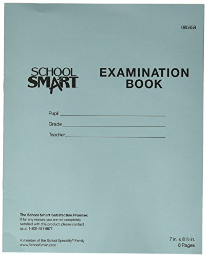 School Smart Examination Blue Book with 8 Pages, 7 x 8-1/2 Inches, Pack of 100 Books