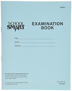 school smart examination blue book with 16 pages, 7 x 8-1/2 inches, pack of 50 books - 085461