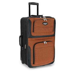 travel select amsterdam expandable rolling upright luggage, orange, checked-medium 25-inch