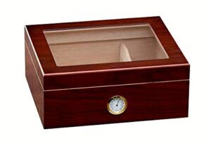 prestige import group chalet glass top desktop cigar humidor with hygrometer and humidifier - capacity: 20-50 - color: cherry