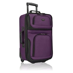 U.S. Traveler Rio Rugged Fabric Expandable Carry-on Luggage, Purple, 2 Wheel