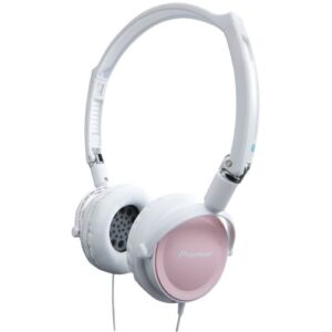 pioneer se-mj21-hp over-the-ear dj inspired eq headphones (pink/white)