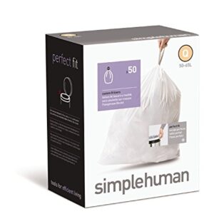 simplehuman Custom Fit Trash Can Liner Q, 50-65 L / 13-17 Gal, 50-Count Box