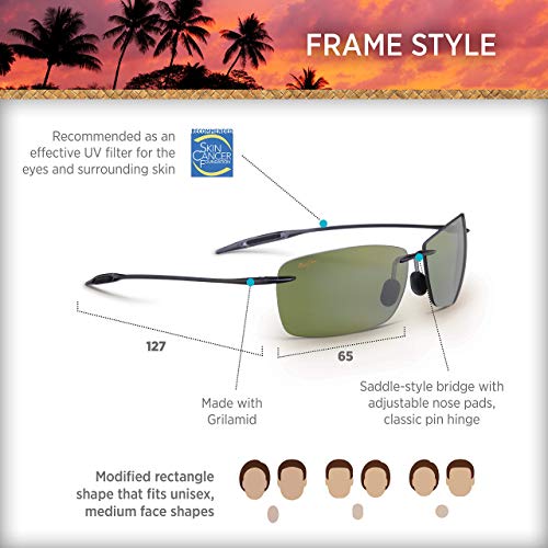 Maui Jim Men's and Women's Lighthouse Polarized Rimless Sunglasses, Trans Smoke Grey/Maui HT™, Medium