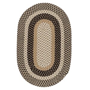 burmingham polypropylene braided rug, 4' x 6', black/neutral tone