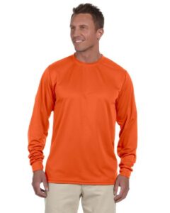 augusta sportswear wicking long sleeve sun protection athletic shirt for running, hiking, fishing, and outdoor activities, orange, 3xl