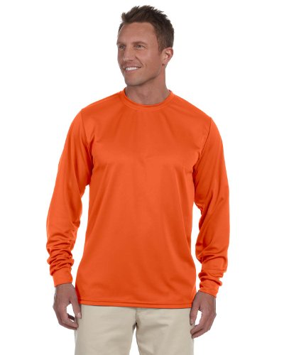 Augusta Sportswear Wicking Long Sleeve Sun Protection Athletic Shirt for Running, Hiking, Fishing, and Outdoor Activities, Orange, 3XL