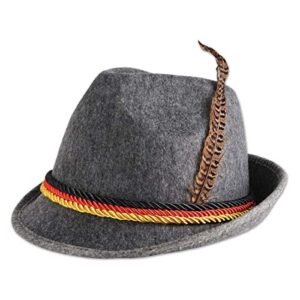 beistle german alpine hat for adults, gray, one size