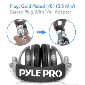 PYLE-PRO Over Ear Professional DJ Headphones - Pro Wired Active Turbo Headphone w/ Padded Ear Cushions for Extreme Sound Isolation, For Audio Listening and Music Streaming, Studio /Personal Use PHPDJ1