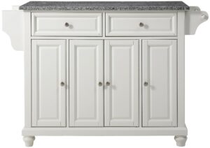 crosley furniture kf30003dwh cambridge kitchen island with solid grey granite top, 52", white