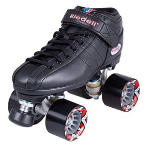 riedell skates - r3 - quad roller skate for indoor / outdoor | black | size 7