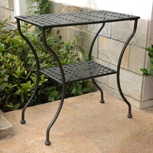 international caravan 74361 iron 2-tier patio side table, antique black