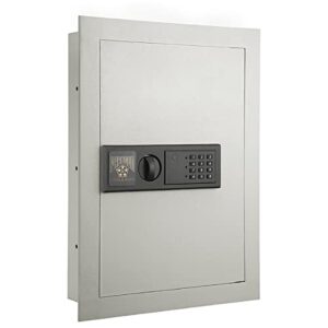 in-wall safe - home or business safe with led keypad and 2 manual override keys - protects cash, jewelry, passports, and more by paragon safes (cream)