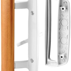 Prime-Line C 1204 Sliding Glass Door Handle Set – Replace Old or Damaged Door Handles Quickly and Easily – White Diecast, Mortise/Hook Style, Fits 3-15/16 In. Hole Spacing (1 Set)