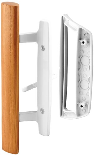 Prime-Line C 1204 Sliding Glass Door Handle Set – Replace Old or Damaged Door Handles Quickly and Easily – White Diecast, Mortise/Hook Style, Fits 3-15/16 In. Hole Spacing (1 Set)