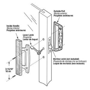 Prime-Line C 1204 Sliding Glass Door Handle Set – Replace Old or Damaged Door Handles Quickly and Easily – White Diecast, Mortise/Hook Style, Fits 3-15/16 In. Hole Spacing (1 Set)